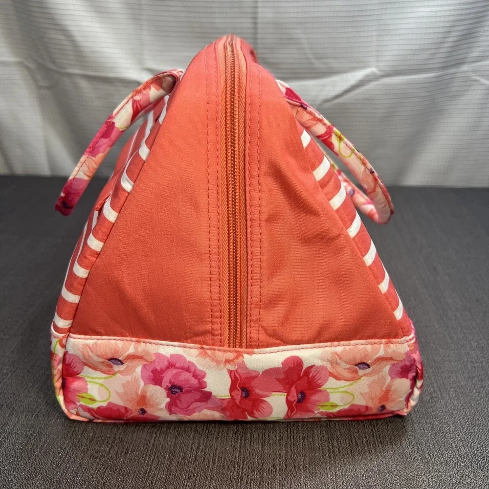 Tupperware Peach/Pink Floral Lunch Insulated‎ Tote Bag with Soup Sandwich & Cup